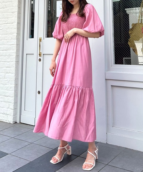 INGNI（イング）の「Backリボンスクエアネックバルーンスリーブ／ワンピース（ワンピース・レディース・ブラック/オフホワイト/ピンク・M）」の3枚目の写真