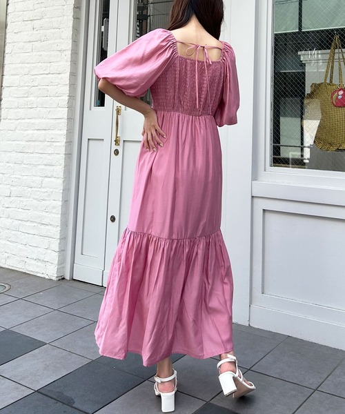 INGNI（イング）の「Backリボンスクエアネックバルーンスリーブ／ワンピース（ワンピース・レディース・ブラック/オフホワイト/ピンク・M）」の12枚目の写真