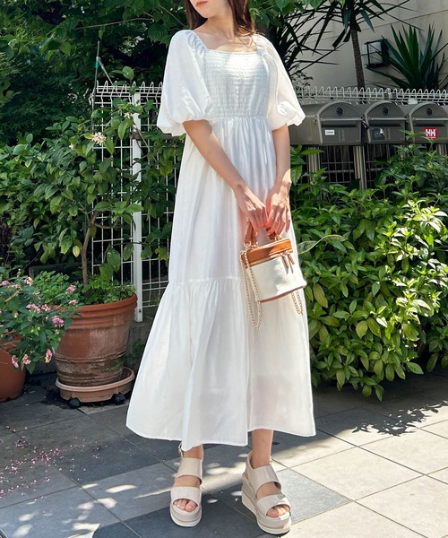 INGNI（イング）の「Backリボンスクエアネックバルーンスリーブ／ワンピース（ワンピース・レディース・ブラック/オフホワイト/ピンク・M）」の17枚目の写真