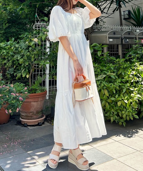 INGNI（イング）の「Backリボンスクエアネックバルーンスリーブ／ワンピース（ワンピース・レディース・ブラック/オフホワイト/ピンク・M）」の18枚目の写真