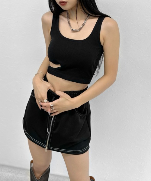 LVEU.(ラブユ.)の「Asymmetric ring design bra tank top / アシンメトリーリングデザインブラタンクトップ(タンクトップ・レディース・ブラック・FREE)」の8枚目の写真