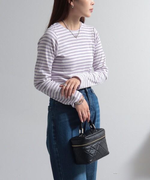 fredy emue（フレディエミュ）の「シアーテレコボーダー ロンT（Tシャツ/カットソー・レディース・ブラック系その他/グレー系その他/ベージュ系その他/パープル系その他・38）」の9枚目の写真