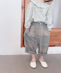 aimoha | aimoha-KIDS- 子供服ハイウェストチェック柄テーパードパンツ(チノパンツ)