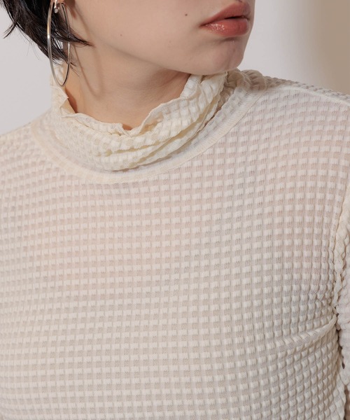 Limue（リミュ）の「メロウシャーリングトップス（Tシャツ/カットソー・レディース・チャコールグレー/アイボリー/ダークブルー・FREE）」の7枚目の写真