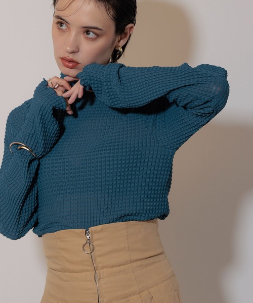 Limue（リミュ）の「メロウシャーリングトップス（Tシャツ/カットソー・レディース・チャコールグレー/アイボリー/ダークブルー・FREE）」の21枚目の写真