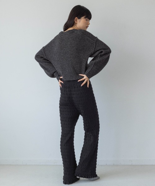 yuw（ユウ）の「ポコポコフリルニットパンツ　969799（その他パンツ・レディース・ブルー/ブラック・FREE）」の5枚目の写真