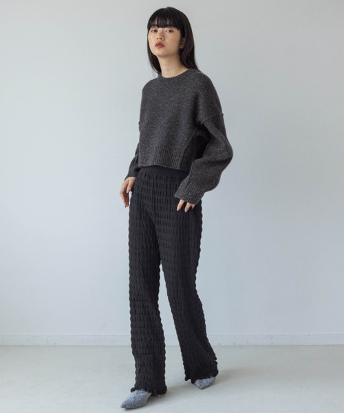 yuw（ユウ）の「ポコポコフリルニットパンツ　969799（その他パンツ・レディース・ブルー/ブラック・FREE）」の3枚目の写真