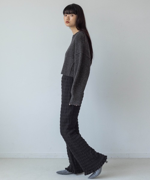 yuw（ユウ）の「ポコポコフリルニットパンツ　969799（その他パンツ・レディース・ブルー/ブラック・FREE）」の4枚目の写真