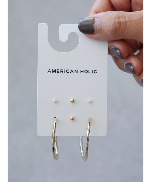 AMERICAN HOLIC(アメリカンホリック)の「テクスチャーフープピアスセット(ピアス(両耳用)・レディース・シルバー/ゴールド・FREE)」の14枚目の写真