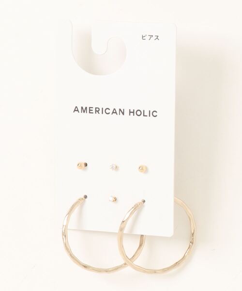 AMERICAN HOLIC(アメリカンホリック)の「テクスチャーフープピアスセット(ピアス(両耳用)・レディース・シルバー/ゴールド・FREE)」の8枚目の写真