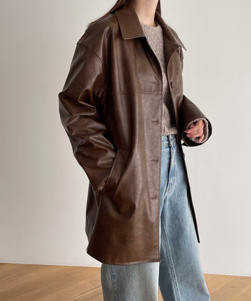 CANAL JEAN（キャナルジーン）の「El mar　フェイクレザーハーフジャケット（その他アウター・レディース・ブラウン/ブラック・ONE SIZE）」の7枚目の写真