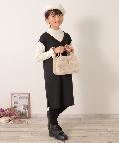 ikka（イッカ）の「ジャンスカドッキングワンピース（120~160cm）（ワンピース・キッズ・ブラック/キャメル・120/160/150/130/140）」の10枚目の写真