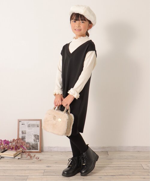 ikka（イッカ）の「ジャンスカドッキングワンピース（120~160cm）（ワンピース・キッズ・ブラック/キャメル・120/160/150/130/140）」の11枚目の写真