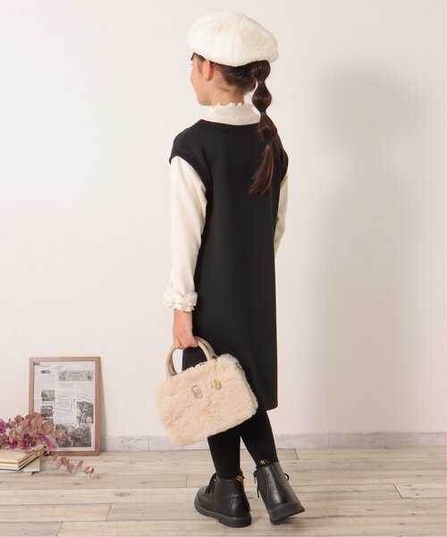 ikka（イッカ）の「ジャンスカドッキングワンピース（120~160cm）（ワンピース・キッズ・ブラック/キャメル・120/160/150/130/140）」の12枚目の写真