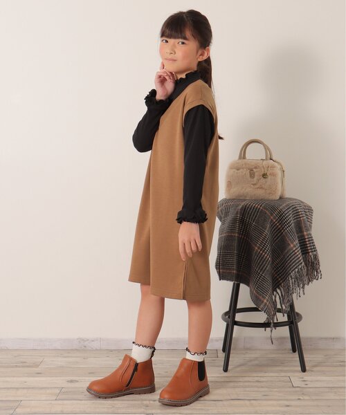 ikka（イッカ）の「ジャンスカドッキングワンピース（120~160cm）（ワンピース・キッズ・ブラック/キャメル・120/160/150/130/140）」の14枚目の写真