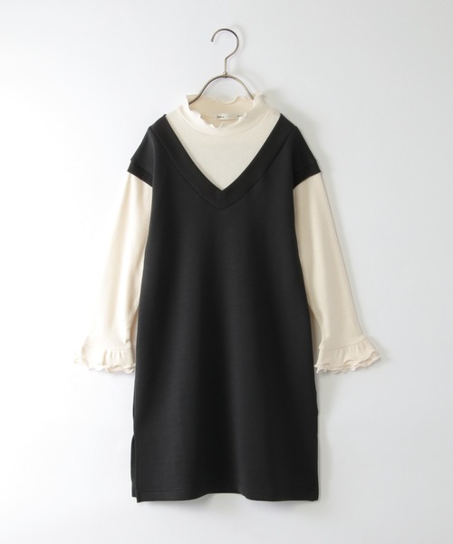 ikka（イッカ）の「ジャンスカドッキングワンピース（120~160cm）（ワンピース・キッズ・ブラック/キャメル・120/160/150/130/140）」の3枚目の写真