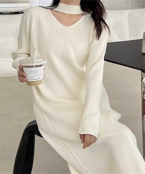 セール】チョーカーネックニットワンピース（ワンピース）｜Dream