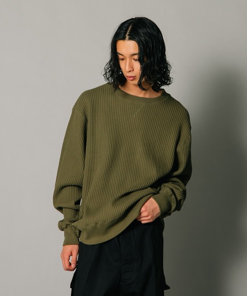 【JEMORGAN/ジェーイーモーガン】オーバーサイズ　ビッグシルエット　ヘビーウェイト　ワッフル　トレーナー