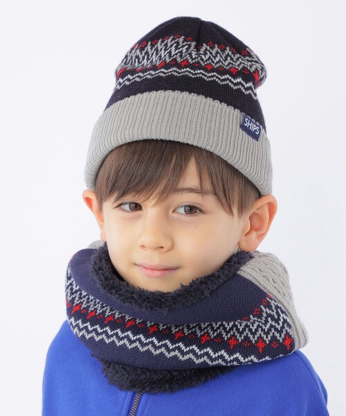 SHIPS(シップス)の「SHIPS KIDS:ジャカード ボア リバーシブル ネックウォーマー(ネックウォーマー/スヌード・キッズ・ベージュ系/ネイビー・ONE SIZE)」の10枚目の写真