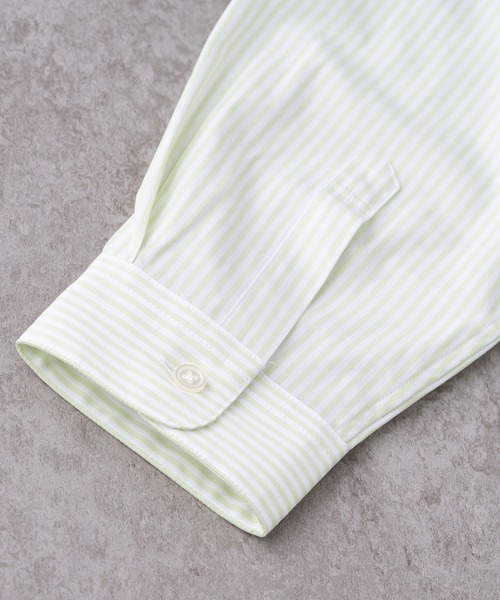 BRICK & SONS（ブリックアンドサンズ）の「＆リラックスバックプリーツシャツ＜ペールグリーンストライプ＞（シャツ/ブラウス・メンズ・グリーン・S/M/XS）」の4枚目の写真