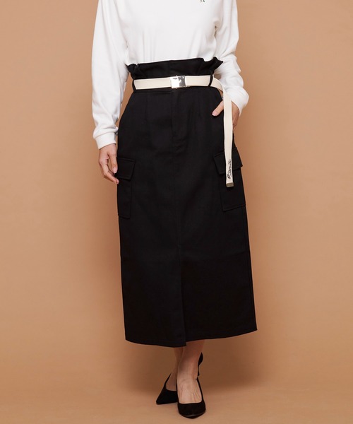 Arnold Palmer(アーノルドパーマー)の「ベルトセット ワークナロースカート(スカート・レディース・ブラック/ベージュ・S/M/L)」の1枚目の写真