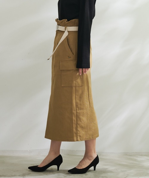 Arnold Palmer(アーノルドパーマー)の「ベルトセット ワークナロースカート(スカート・レディース・ブラック/ベージュ・S/M/L)」の9枚目の写真