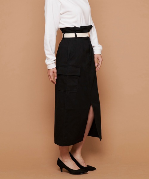 Arnold Palmer(アーノルドパーマー)の「ベルトセット ワークナロースカート(スカート・レディース・ブラック/ベージュ・S/M/L)」の12枚目の写真