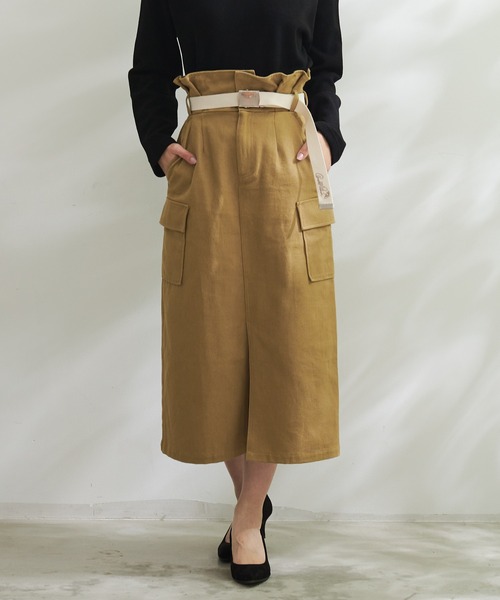 Arnold Palmer(アーノルドパーマー)の「ベルトセット ワークナロースカート(スカート・レディース・ブラック/ベージュ・S/M/L)」の8枚目の写真