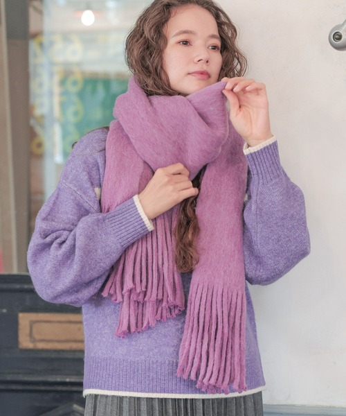 お値下げ ヨーガンレール 紫色とマルチカラーの スヌード付きベスト