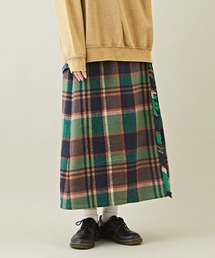 CUBE SUGAR | 起毛チェック巻きスカート風フリンジスカート(スカート)