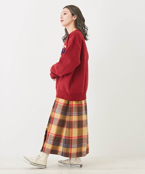 CUBE SUGAR（キューブシュガー）の「起毛チェック巻きスカート風フリンジスカート（スカート・レディース・ネイビー/イエロー/ブラウン・M）」の20枚目の写真