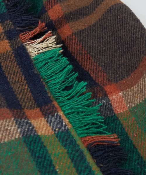 CUBE SUGAR（キューブシュガー）の「起毛チェック巻きスカート風フリンジスカート（スカート・レディース・ネイビー/イエロー/ブラウン・M）」の4枚目の写真