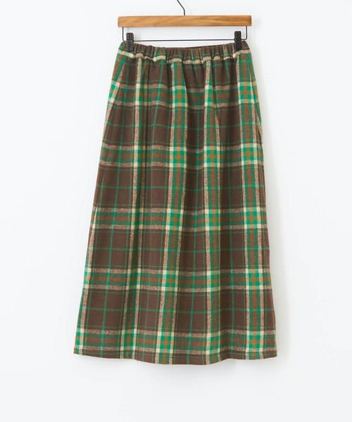 CUBE SUGAR（キューブシュガー）の「起毛チェック巻きスカート風フリンジスカート（スカート・レディース・ネイビー/イエロー/ブラウン・M）」の10枚目の写真