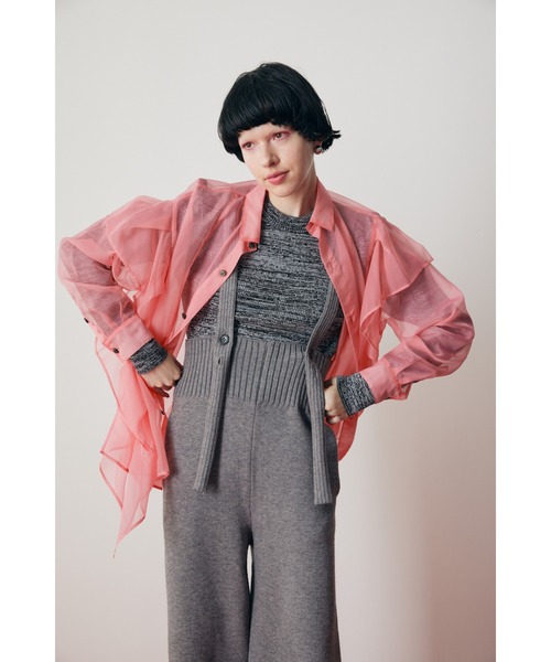 HeRIN.CYE(ヘリンドットサイ)の「Many frill big sheer shirt メニーフリルビックシャツ(シャツ/ブラウス・レディース・ブラック/ピンク・FREE)」の2枚目の写真