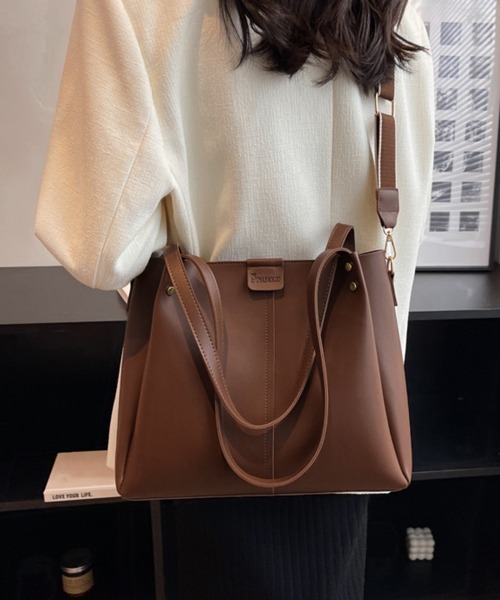 Miniministore（ミニミニストア）の「ショルダ ーバッグ 大容量 トートバッグ（ショルダーバッグ・レディース・ライトブラウン/アイボリー/ブラック/ブラウン・フリー）」の3枚目の写真