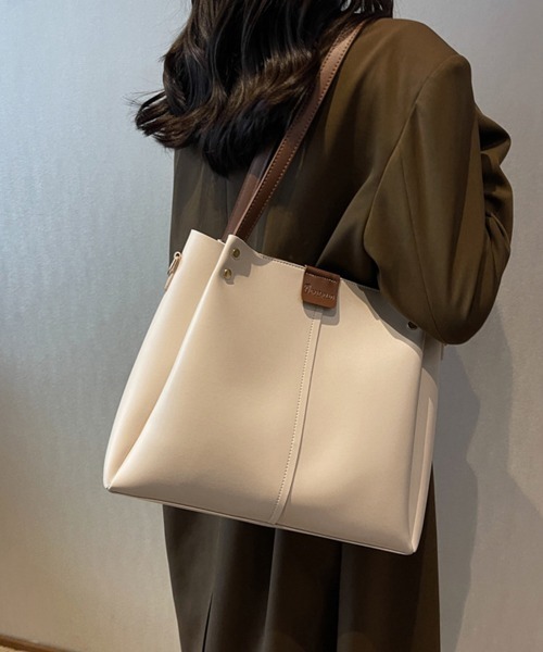 Miniministore（ミニミニストア）の「ショルダ ーバッグ 大容量 トートバッグ（ショルダーバッグ・レディース・ライトブラウン/アイボリー/ブラック/ブラウン・フリー）」の2枚目の写真