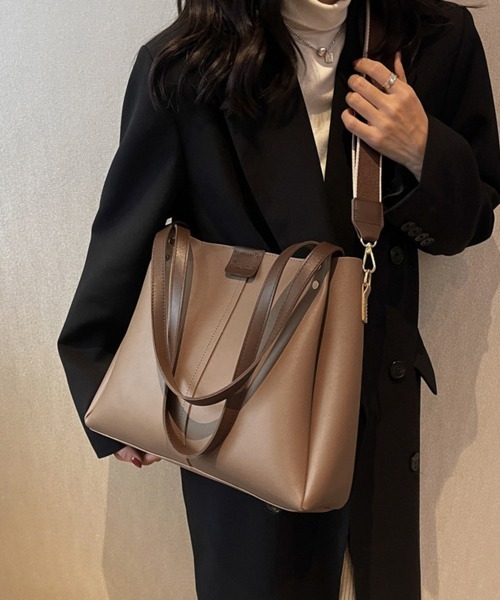 Miniministore（ミニミニストア）の「ショルダ ーバッグ 大容量 トートバッグ（ショルダーバッグ・レディース・ライトブラウン/アイボリー/ブラック/ブラウン・フリー）」の4枚目の写真