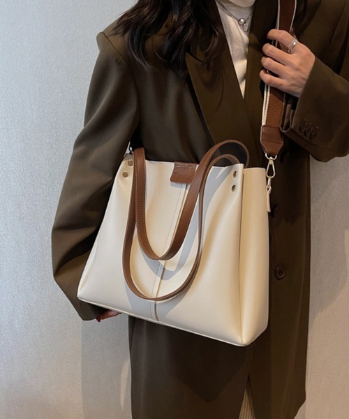 Miniministore（ミニミニストア）の「ショルダ ーバッグ 大容量 トートバッグ（ショルダーバッグ・レディース・ライトブラウン/アイボリー/ブラック/ブラウン・フリー）」の14枚目の写真