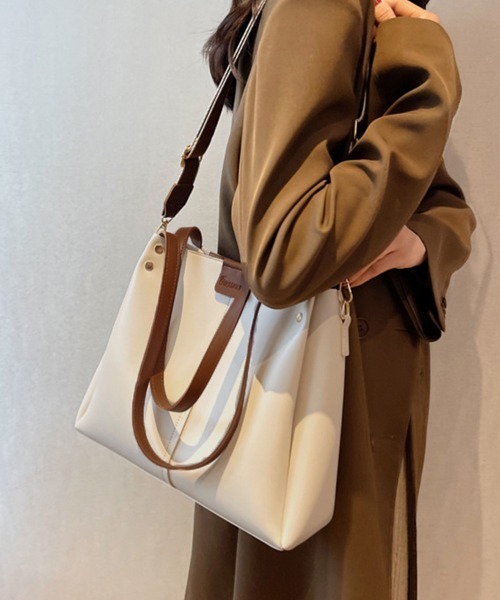 Miniministore（ミニミニストア）の「ショルダ ーバッグ 大容量 トートバッグ（ショルダーバッグ・レディース・ライトブラウン/アイボリー/ブラック/ブラウン・フリー）」の15枚目の写真