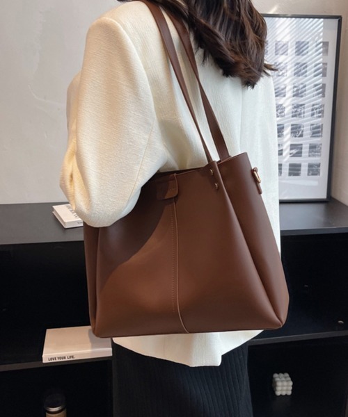 Miniministore（ミニミニストア）の「ショルダ ーバッグ 大容量 トートバッグ（ショルダーバッグ・レディース・ライトブラウン/アイボリー/ブラック/ブラウン・フリー）」の18枚目の写真