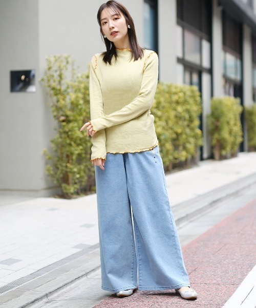 チチカカ（チチカカ）の「リブボトルネックＴシャツ（Tシャツ/カットソー・レディース・ブラック/イエロー/グリーン・FREE）」の4枚目の写真