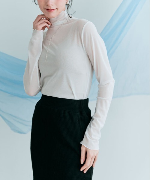 Kotohayokozawa 25SS シアーハイネックトップス Kotohayokozawa 25SS シアーハイネックトップス