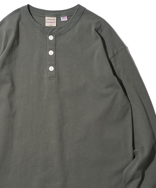 Goodwear(グッドウェア)の「【Goodwear/グッドウェア】7.6オンス USAコットン ヘンリーネックロングスリーブTシャツ(Tシャツ/カットソー・メンズ・ライトカーキ/チャコールグレー/ブラック/グレー/ホワイト/ネイビー・MEDIUM/LARGE/X-LARGE)」の6枚目の写真