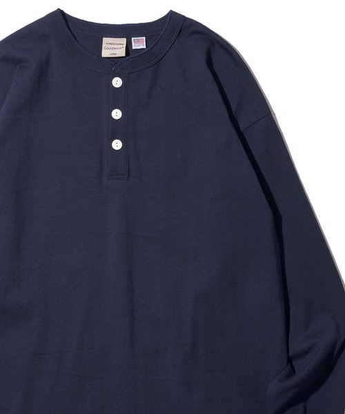 Goodwear(グッドウェア)の「【Goodwear/グッドウェア】7.6オンス USAコットン ヘンリーネックロングスリーブTシャツ(Tシャツ/カットソー・メンズ・ライトカーキ/チャコールグレー/ブラック/グレー/ホワイト/ネイビー・MEDIUM/LARGE/X-LARGE)」の1枚目の写真