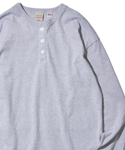 Goodwear(グッドウェア)の「【Goodwear/グッドウェア】7.6オンス USAコットン ヘンリーネックロングスリーブTシャツ(Tシャツ/カットソー・メンズ・ライトカーキ/チャコールグレー/ブラック/グレー/ホワイト/ネイビー・MEDIUM/LARGE/X-LARGE)」の5枚目の写真