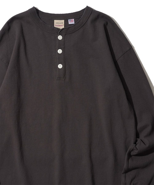 Goodwear(グッドウェア)の「【Goodwear/グッドウェア】7.6オンス USAコットン ヘンリーネックロングスリーブTシャツ(Tシャツ/カットソー・メンズ・ライトカーキ/チャコールグレー/ブラック/グレー/ホワイト/ネイビー・MEDIUM/LARGE/X-LARGE)」の4枚目の写真