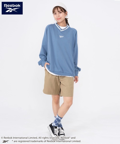 Reebok（リーボック）の「Reebok リーボック WEB限定 別注 ブランド ロゴ ワンポイント ライン ラグランスリーブ Vネック 裏毛 長袖 プルオーバー スウェット トレーナー（スウェット・メンズ・ブルー/ホワイト/ブラック・LL/M/L）」の13枚目の写真