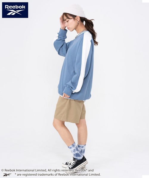 Reebok（リーボック）の「Reebok リーボック WEB限定 別注 ブランド ロゴ ワンポイント ライン ラグランスリーブ Vネック 裏毛 長袖 プルオーバー スウェット トレーナー（スウェット・メンズ・ブルー/ホワイト/ブラック・LL/M/L）」の14枚目の写真