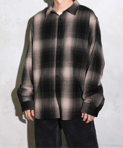 SHAKA WeAR(シャカウェア)の「SHAKA WEAR/シャカウェア PLAID FLANNEL OVERSHIRT フランネルオーバーシャツ(シャツ/ブラウス・メンズ・ブラック・X-LARGE/LARGE)」の3枚目の写真