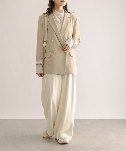 RIVE DROITE（リヴドロワ）の「ツイルテーラードジャケット（テーラードジャケット・レディース・ベージュ/ネイビー・FREE）」の4枚目の写真